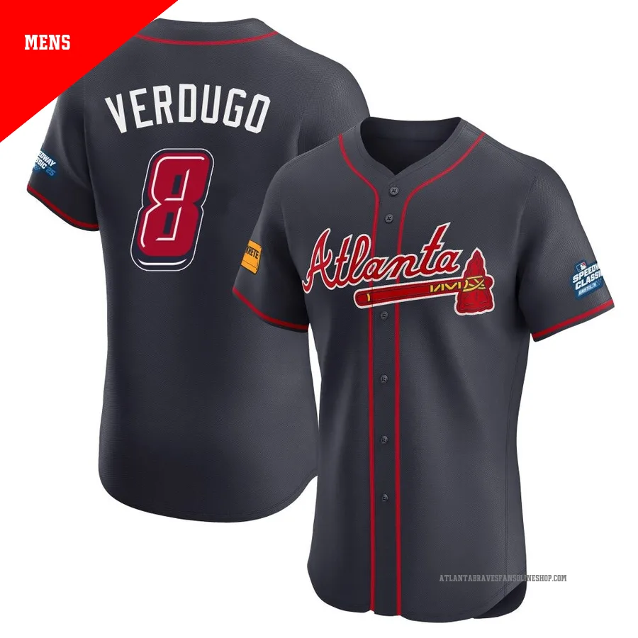 Atlanta Braves ＃8 Alex Verdugo Men's Elite 2025 Speedway Classic Alternate Jersey - Navy
