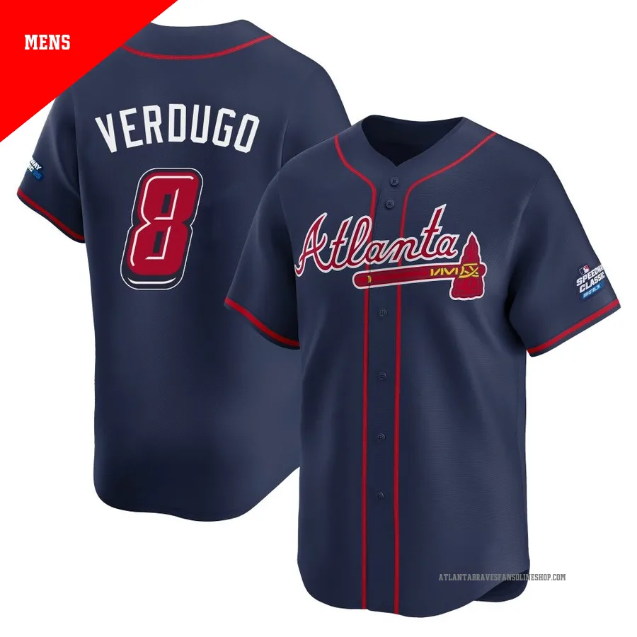 Atlanta Braves ＃8 Alex Verdugo Men's Limited 2025 Speedway Classic Alternate Jersey - Navy
