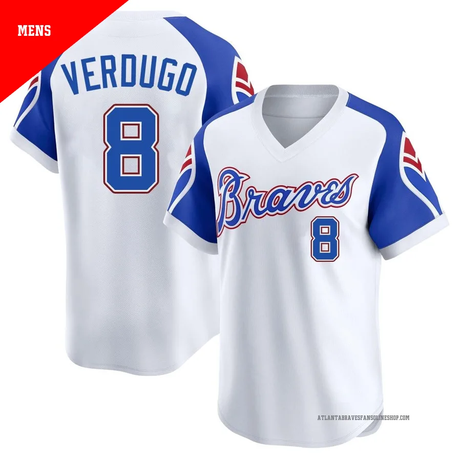 Atlanta Braves ＃8 Alex Verdugo Men's Limited Throwback Cooperstown Collection Jersey - White
