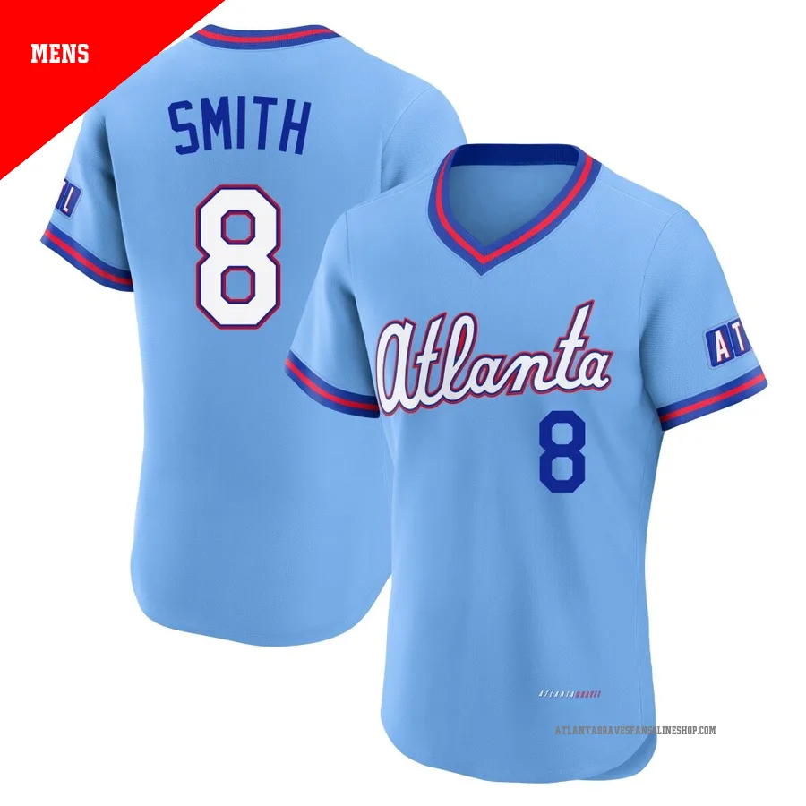 Atlanta Braves ＃8 Dominic Smith Men's Authentic Powder 2026 City Connect Stadium Jersey - Blue