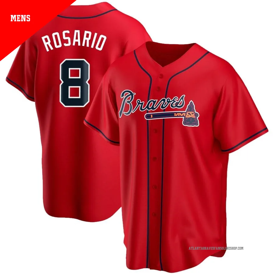 Atlanta Braves ＃8 Eddie Rosario Men's Replica Alternate Jersey - Red