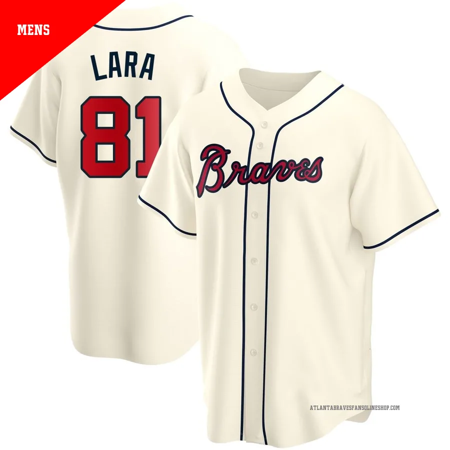 Atlanta Braves ＃81 Jhancarlos Lara Men's Replica Alternate Jersey - Cream