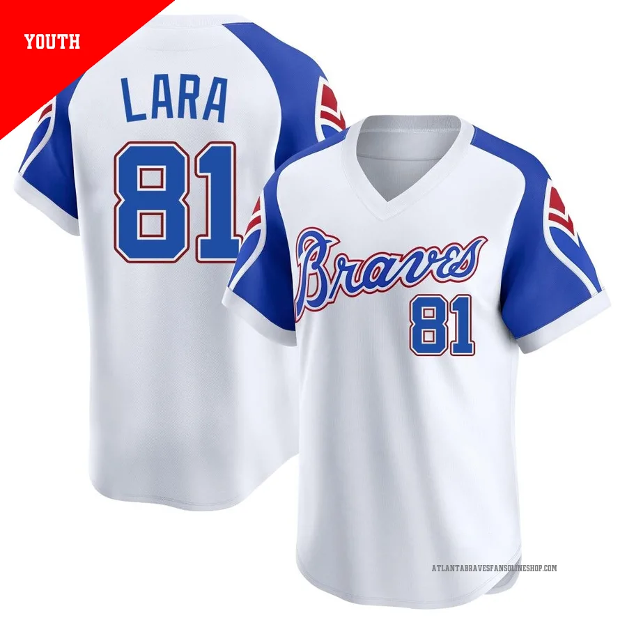 Atlanta Braves ＃81 Jhancarlos Lara Youth Limited Throwback Cooperstown Collection Jersey - White